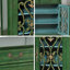 Banc de rangement vert en bois manufacturé