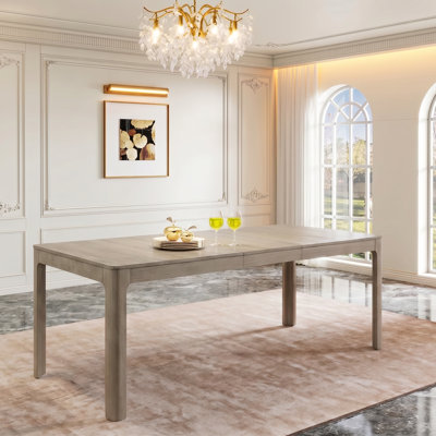 71-91" Extendable Oak Wood Dining Table For 6-10 Peolpe