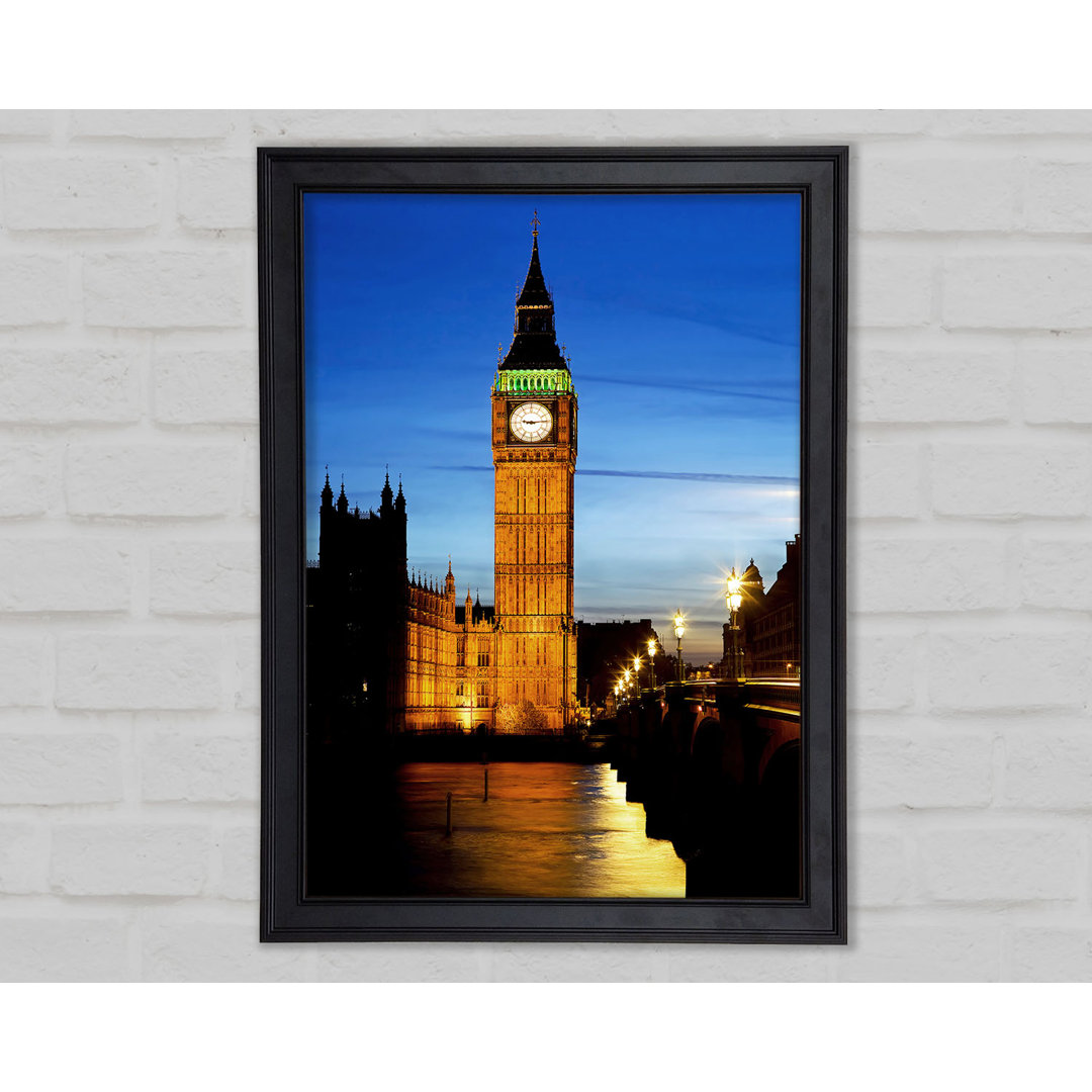 Gerahmtes Poster London Themse Reflexion von Big Ben