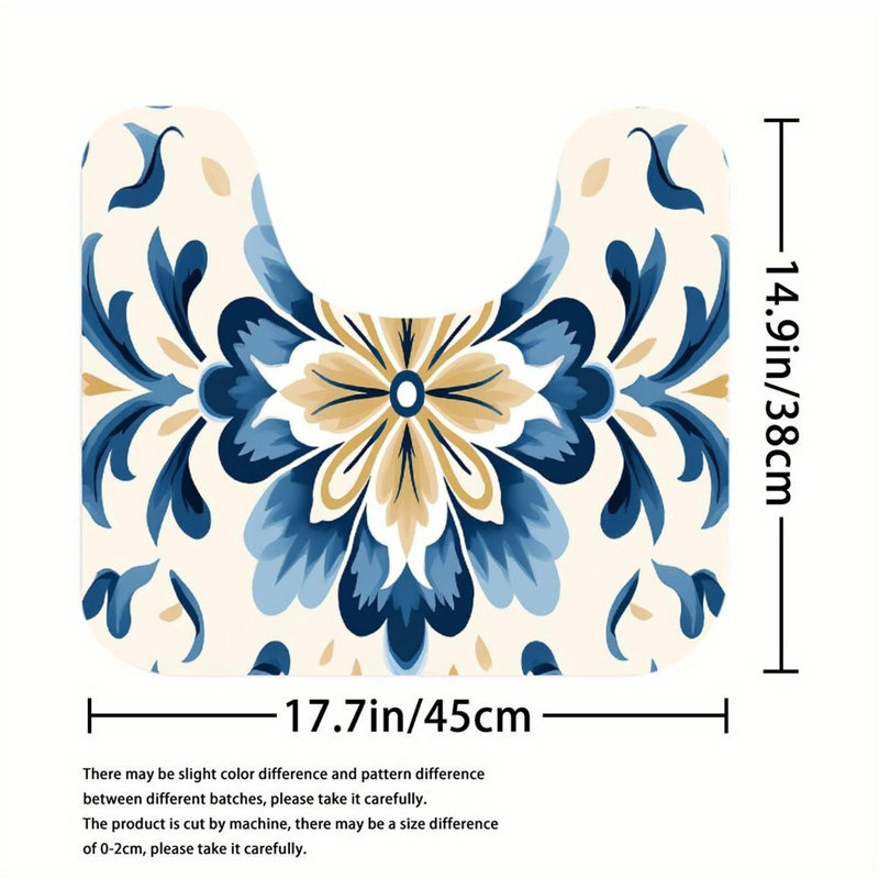 Ensemble de 3 tapis de salle de bain bleu et jaune à motif floral