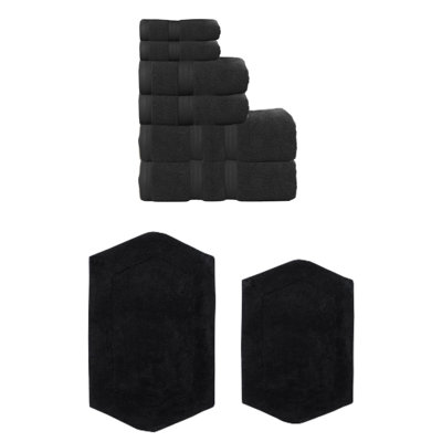 Bryd Collection 100% Soft Cotton 6 Pc Towel Set & 2 Pc Bath Rug Set, (Set of 8)