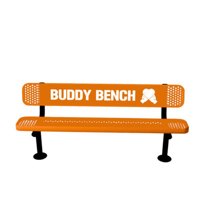 Banc Buddy, orange texturé, perforé, 1,83 m, avec dossier, surface
