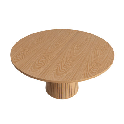 47-Inch Round Dining Table for 4, Oak Finish MDF Modern Farmhouse Kitchen Table