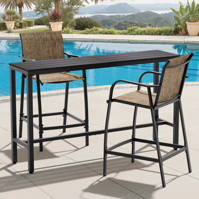 Ensemble repas d'extérieur pour 2 personnes (ensemble 3 pièces, table rectangulaire)