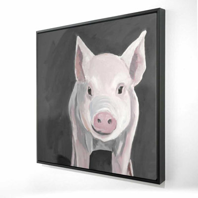 Little piglet - Pink Framed Canvas for Home Decor | Cute Art