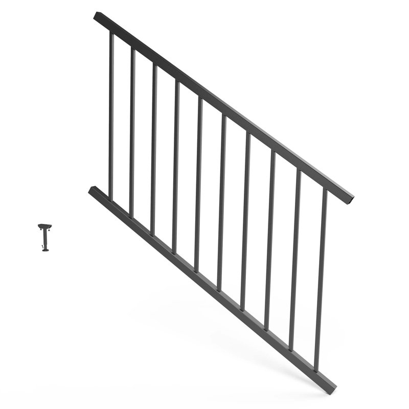 Panneau d'escalier en aluminium Inspire Railing H 32,5 po avec supports, H 32,5 po x l 48 po x P 2 po, Sable noir
