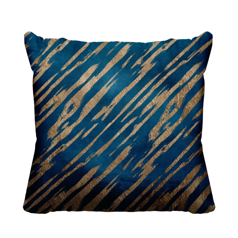 Coussin décoratif intérieur / extérieur Sana, L 15 po x H 15 po, Turquoise / or / blanc