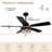 52" Farmhouse Ceiling Fan with Light and Remote Control, 6 Speeds Black Reversible Traditional Ceiling Fan for Living Room