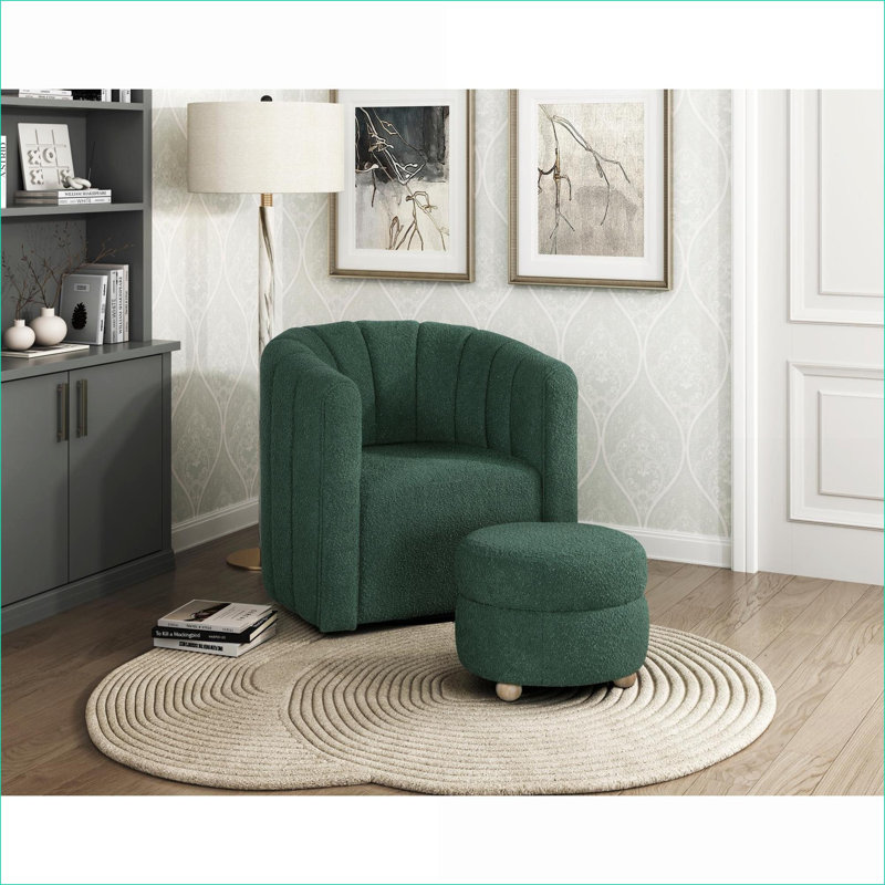 Fauteuil d'appoint pivotant avec repose-pieds Sage Green