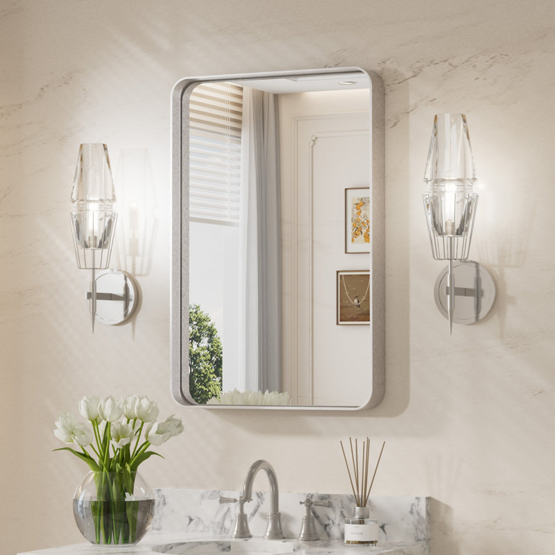 Miroir d'appoint Tyro, 30 po x 20 po, Rectangulaire, Nickel