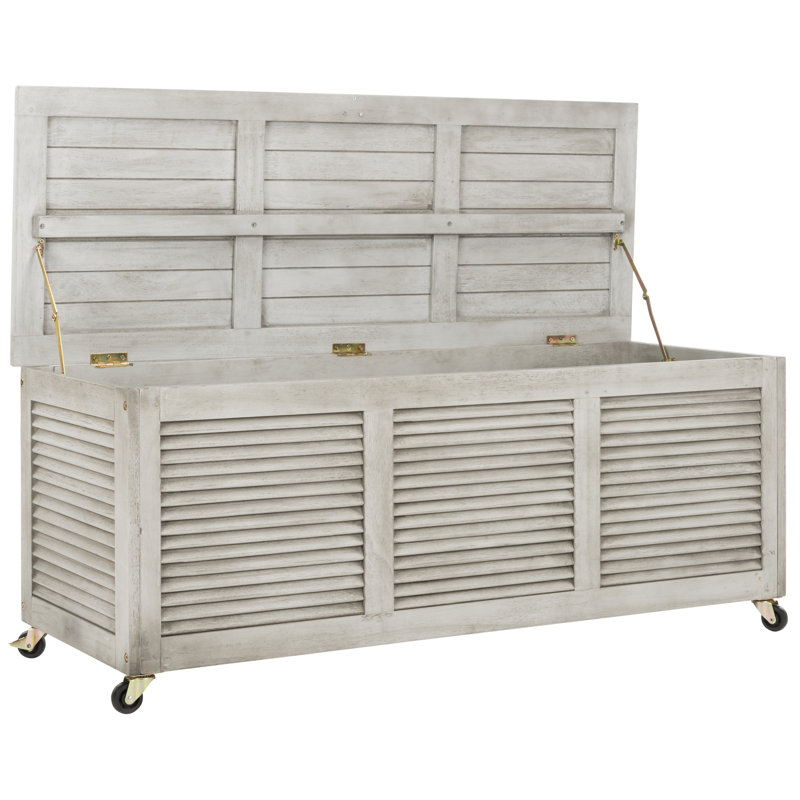 Boîte de rangement en bois massif avec roulettes 50 gallons Eucalyptus, Gris