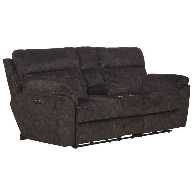 Ameja 86" Pillow Top Arm Reclining Loveseat, Gray, No