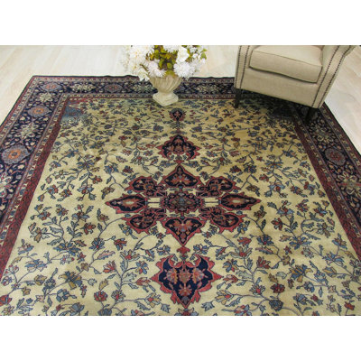 Classic Traditional Multicolor Hand Knotted Wool Navy, Rust, Green Blue Oriental Area Rug
