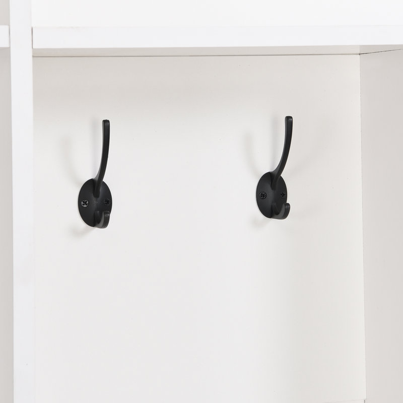 Wide Design Hall Tree With Storage Bench, Minimalist Shoe Cabinet With Cube Storage & Shelves, Multifunctional Coat Rack With 8 Hooks For Entryways, Mudroom, 