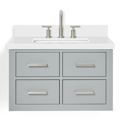 Macolm 31'' Single Bathroom Vanity with White Quartz Top