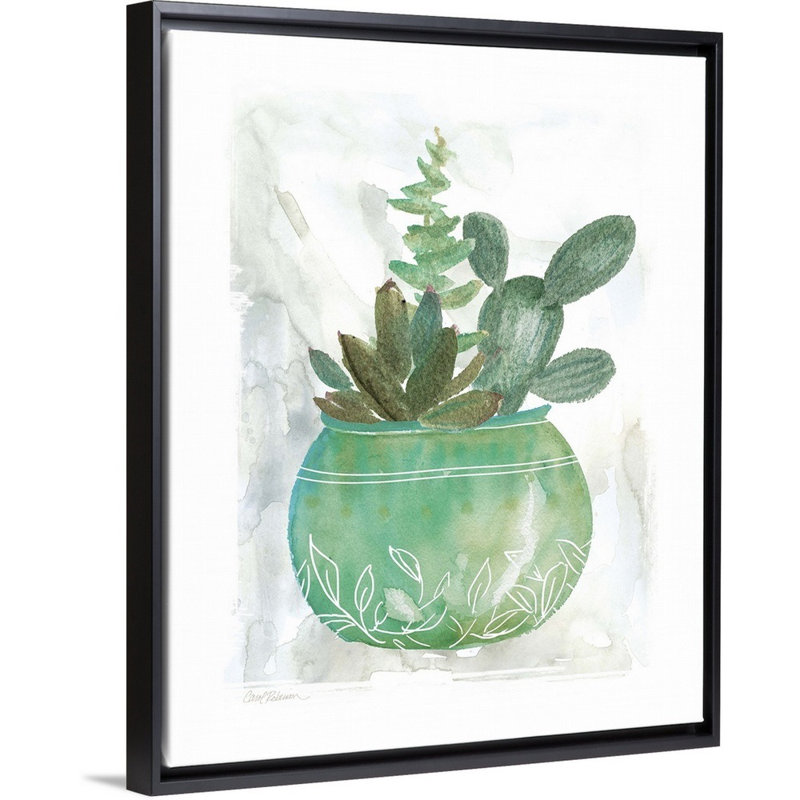 «Summer Succulent», art mural sur toile, Toile avec cadre noir, H 20 po x l 16 po x P 1,75 po
