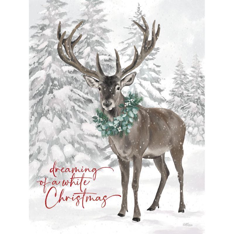 Rêver d'un cerf de Noël blanc, H 30 po x l 20 po x P 1,25 po