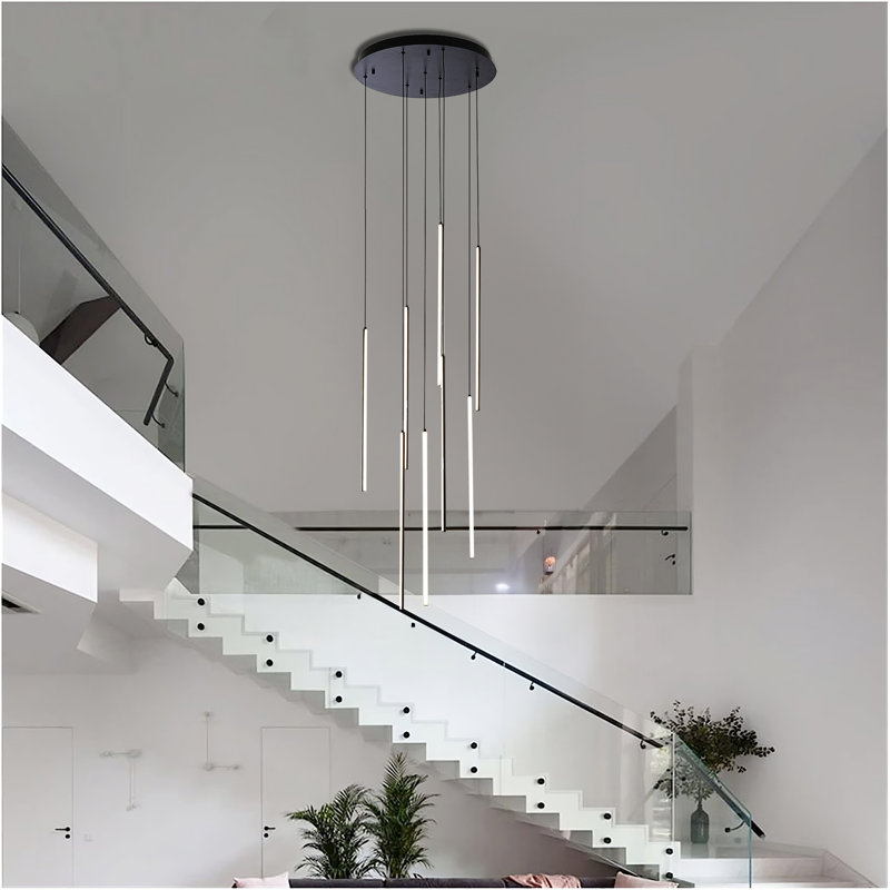 Lustre intégré à 8 lumières à DEL Chute - noir