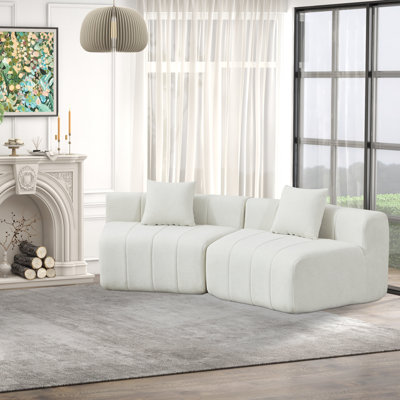 Canapé modulaire courbé en chenille avec 2 coussins - Conception semi-circulaire modulaire pour le salon, la chambre à coucher, le bureau ou le salon