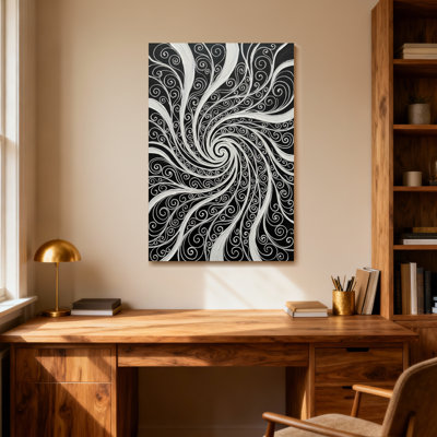 Motif en spirale noir et blanc