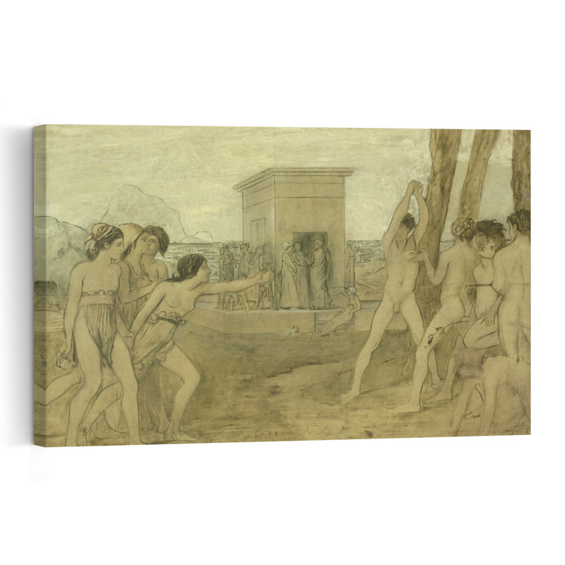Young Spartan Girls Challenging Boys, C.1860 Abstract Contemporary Wall Art Print, 60.96cm H x 91.44cm W