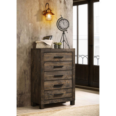 Rustic Golden Brown 5-drawer Bedroom Chest