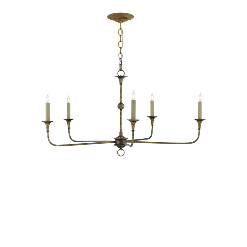 Nottaway 5 - Light Wrought Iron Dimmable Classic / Traditional Chandelier, Pyrite Bronze