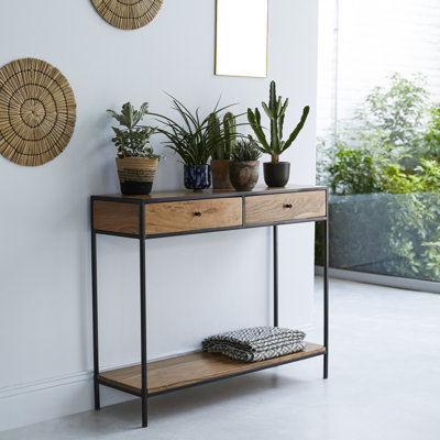 Agra 39.37'' Solid Wood Top Console Table