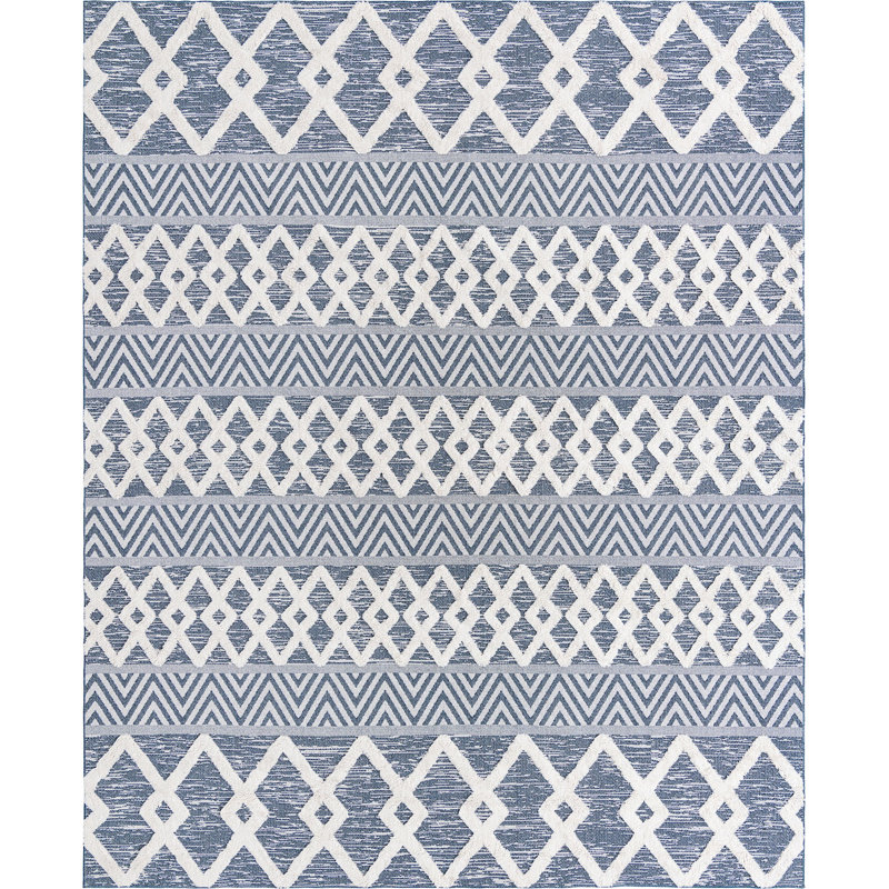 Tapis contemporain Archie-Jay de couleur bleu marine, Rectangle 8 pi 3 po x 10 pi