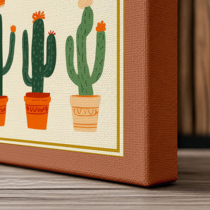 Cactus Collection Botanical - Wrapped Canvas, 18x12 - 45.7 x 30.5 cm, Terracotta Border