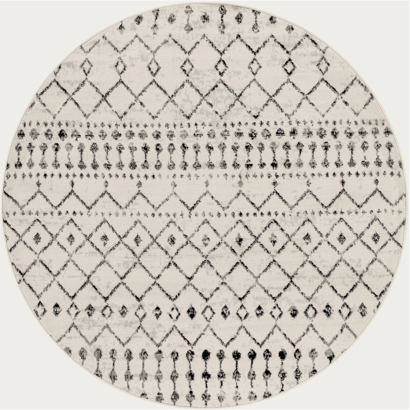 Malena Black/Off-White Rug, Round 160 cm