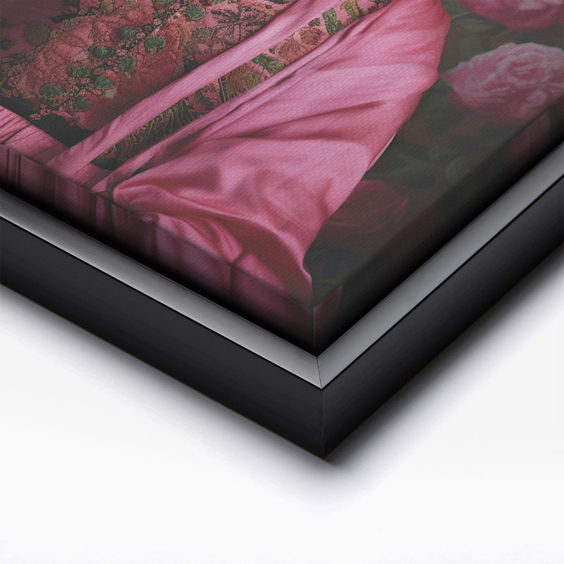 Portrait floral Frida Kahlo, Black Framed, Canvas, 08"H x 10"W