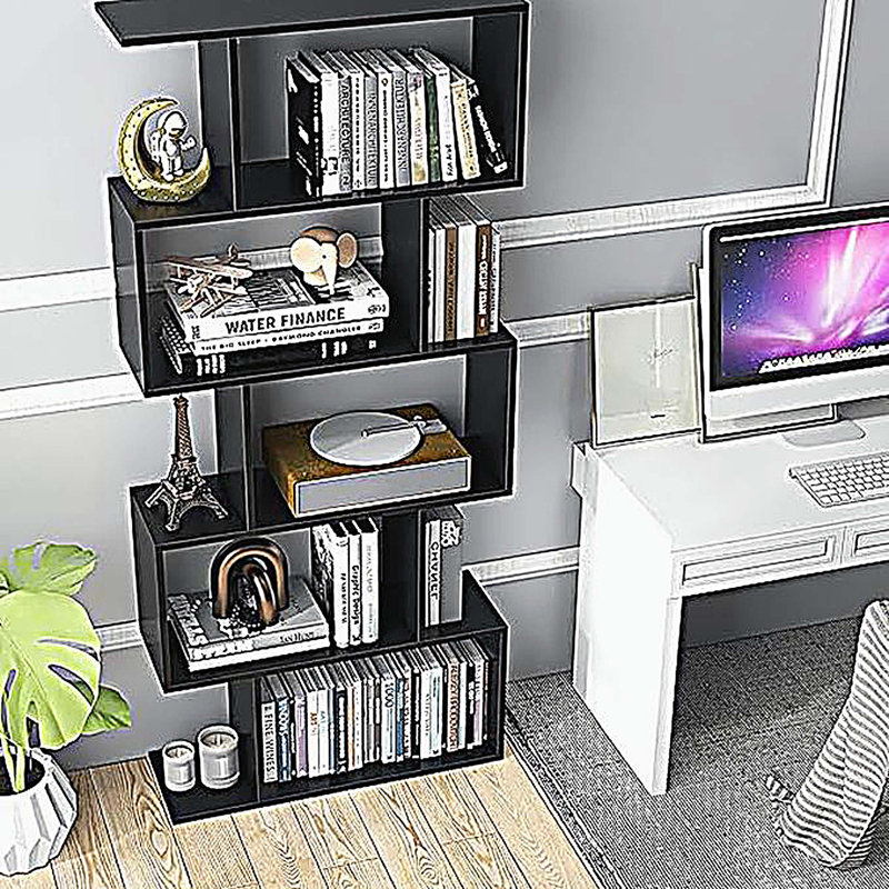 Grande bibliothèque avec bibliothèque à 5 niveaux en bois pour le bureau de la chambre à coucher du salon