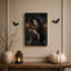 Femme tenant des livres enchaînés à la bougie, Halloween sur toile gothique-727752136