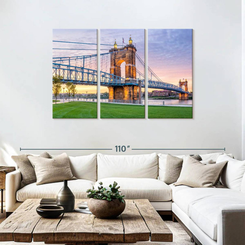 Pont suspendu Roeble Cincinnati, H 48 po x l 74 po