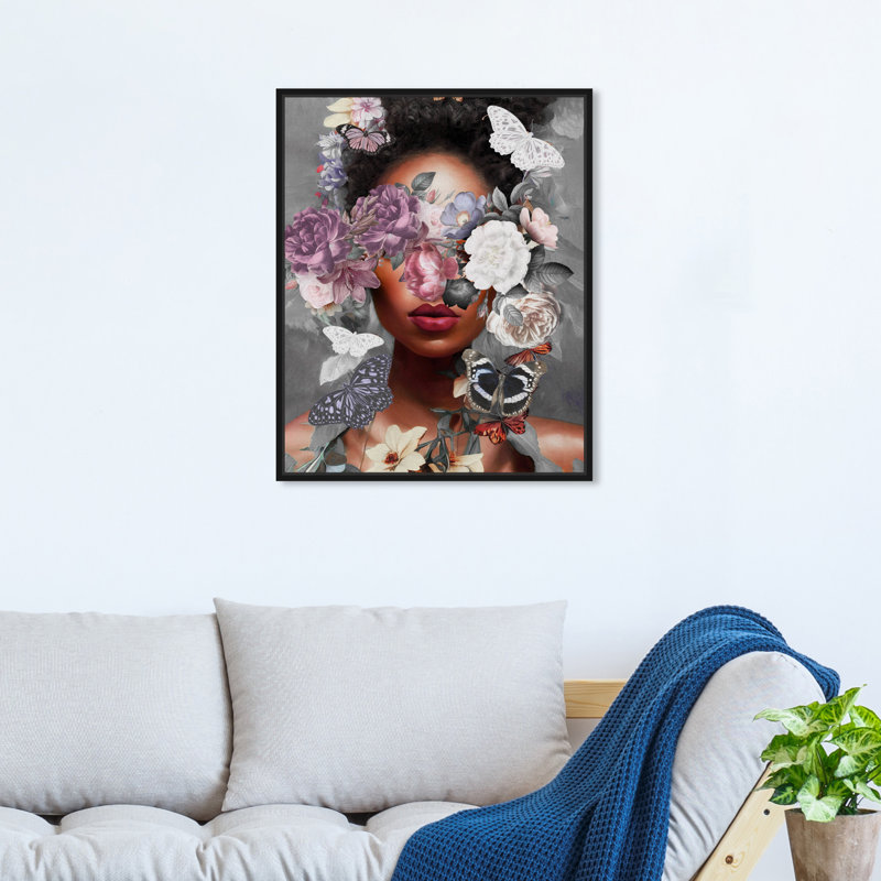 «Butterfly Explosion», impression sur toile, Toile avec cadre flottant, H 21 po x l 17 po, Noir