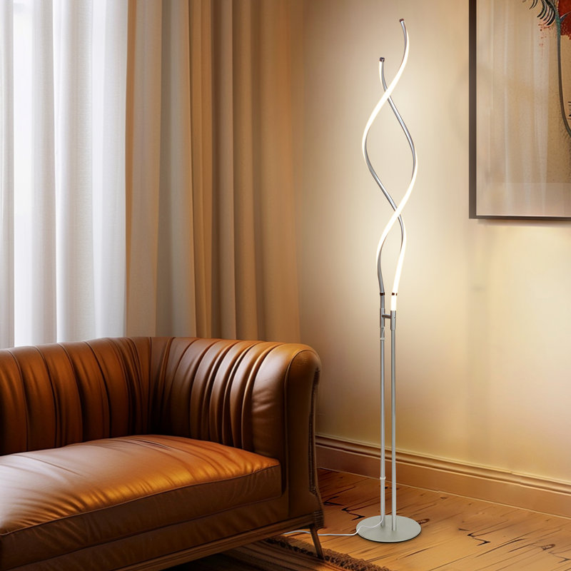 Embrace 60" Matte Nickel Industrial LED Floor Lamp