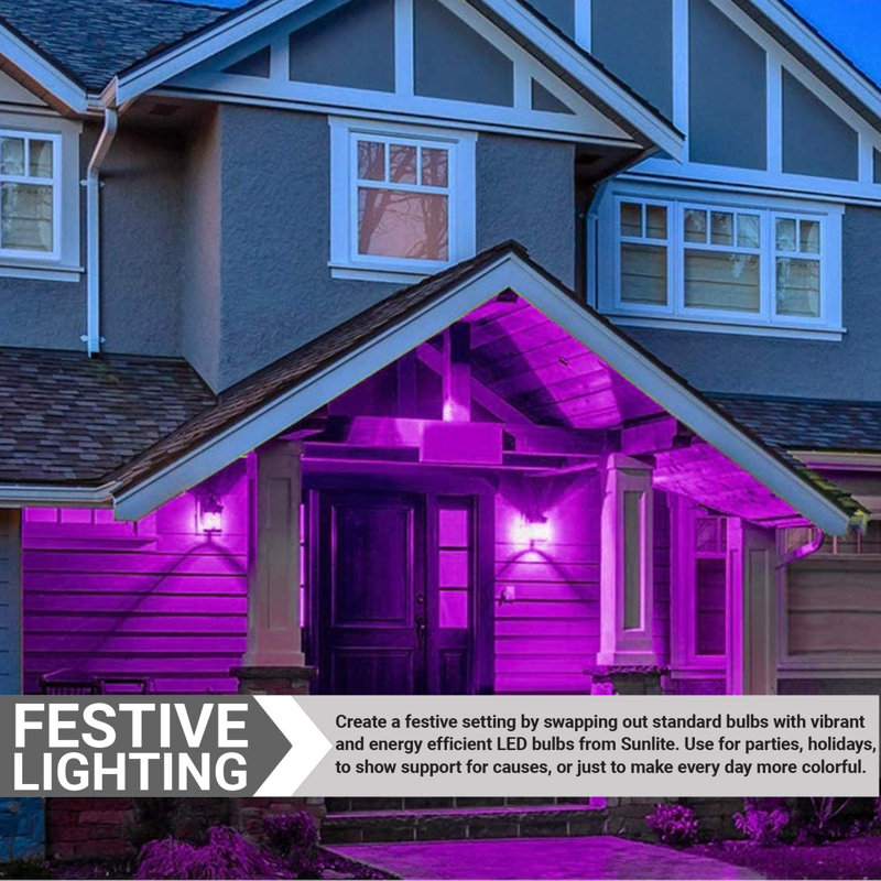 3- Watt LED UL Listed A19 Lamp Medium Base Purple, 6 Pack