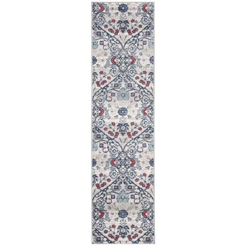 Tapis bleu marine / gris Evart, Tapis de couloir 2 pi x 12 pi