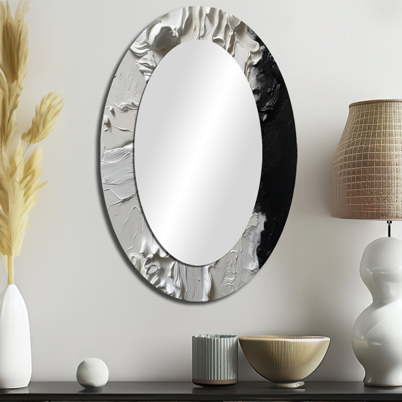 Miroir mural moderne blanc et noir Tranquility Unleashed I, 36 po x 24 po
