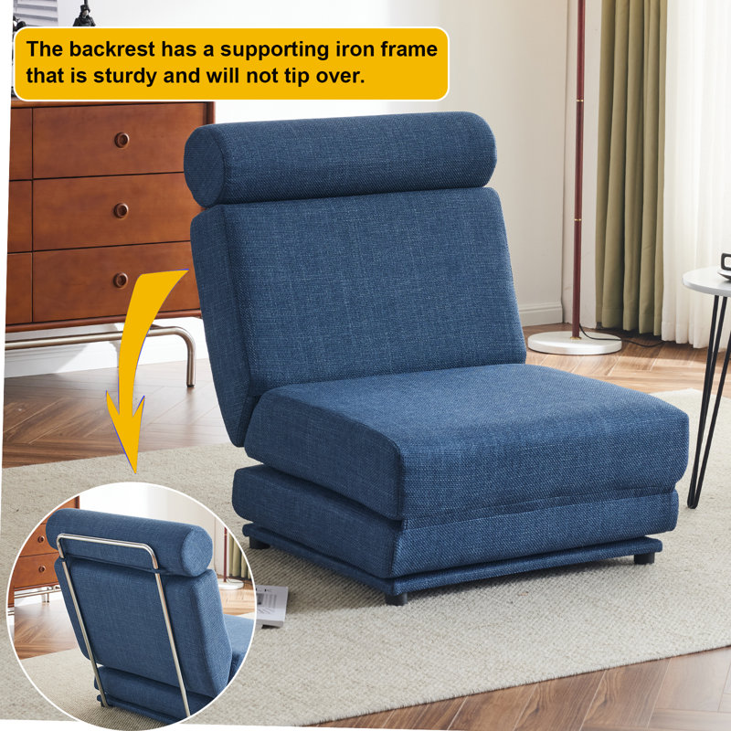 Chaise d'appoint rembourrée Bashiri, Lin bleu