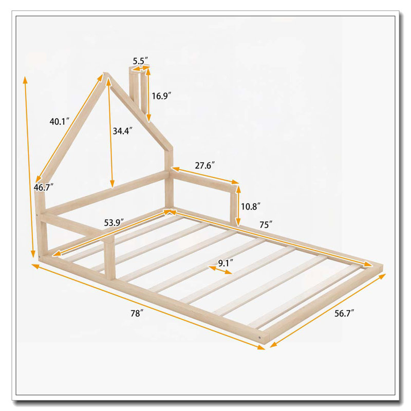 House-shaped Headboard, Full, Natural