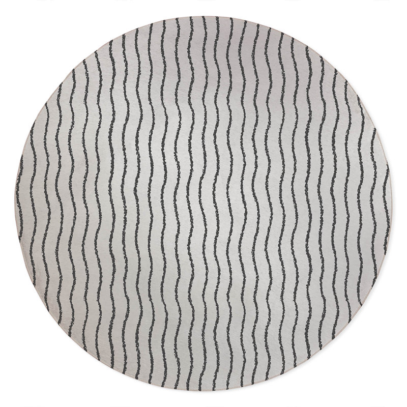 Wave Grunge Non-Slip Outdoor Rug, Round 5'