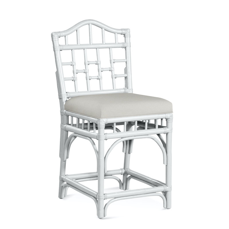 Chippendale Upholstered Stool, Vanilla Crypton Performance; 0822-91, Frost White