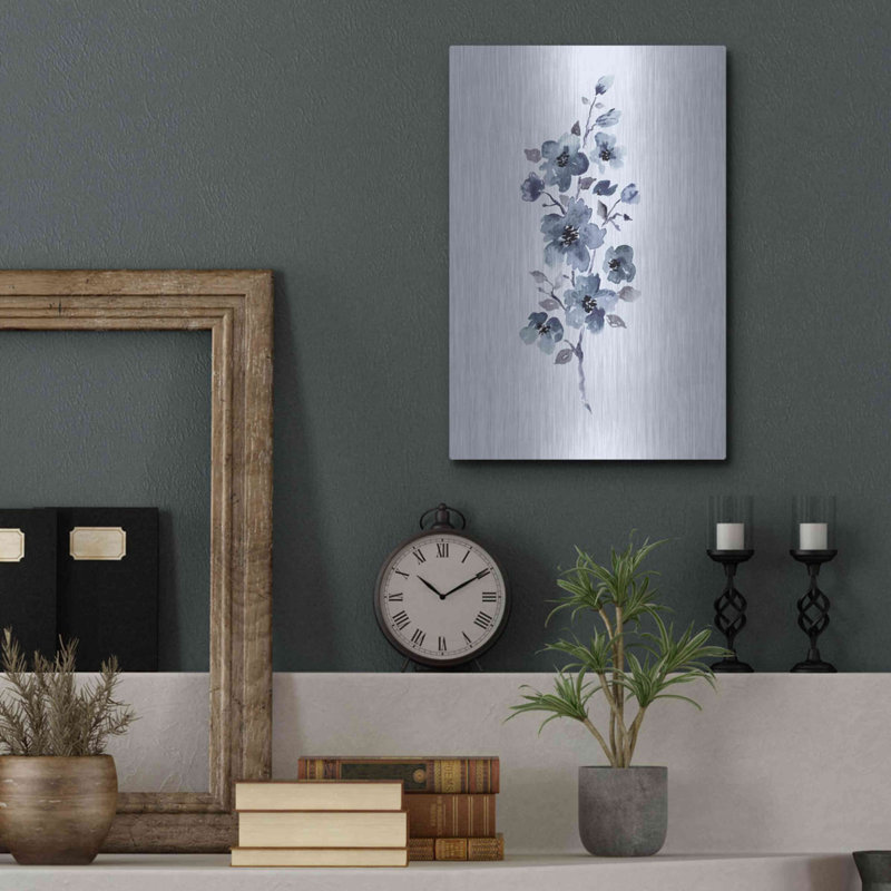 «Floral Blue» par Incado, art mural en métal, H 16 po x l 12 po