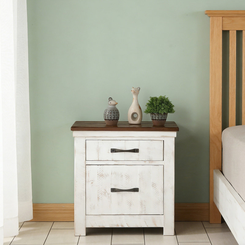 Table de chevet en bois massif vieilli 1pc
