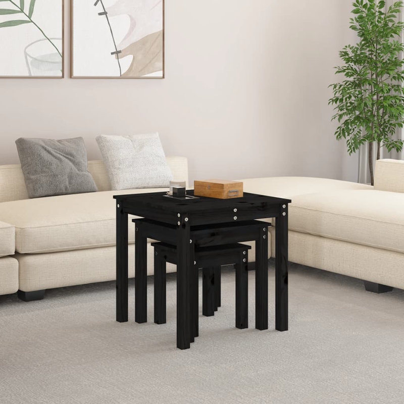 Runyan 3 Piece Nest of Tables, Black