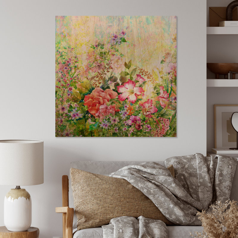 Fleurs de printemps élégantes de ferme VI - Peinture, H 36 po x l 36 po x P 1 po, Bois de pin
