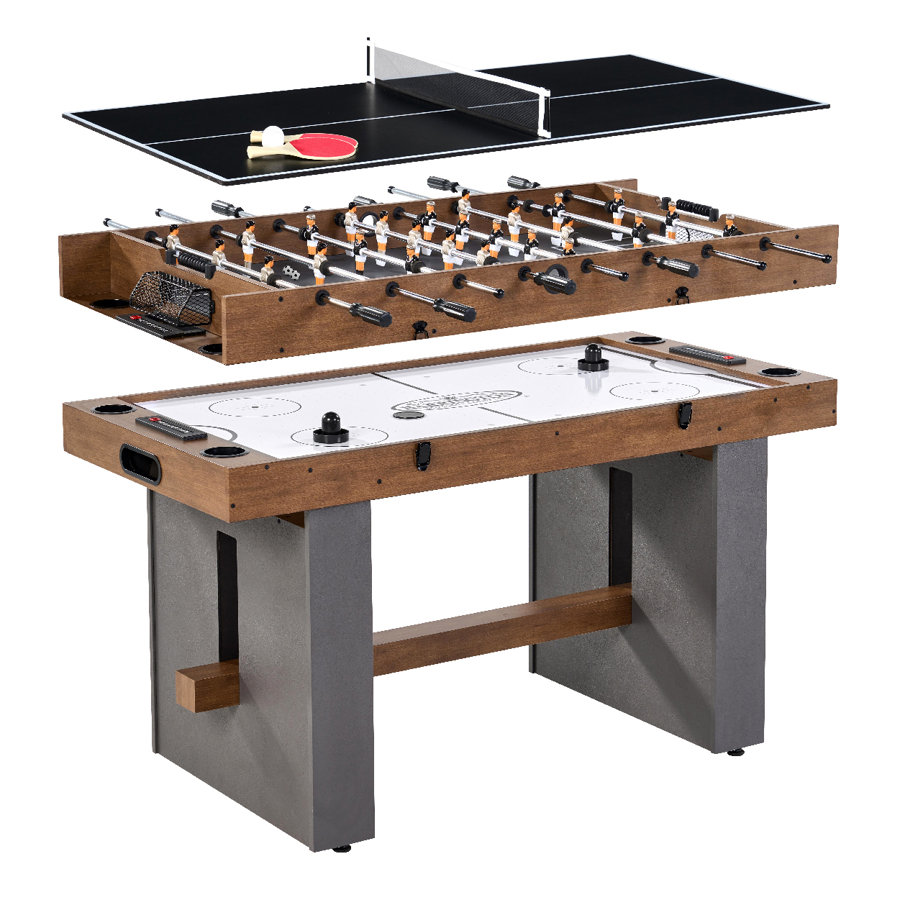 Barrington Urban Collection 54 3-in-1 Combination Game Table With Air Powered Hockey, Foosball, And Table Tennis