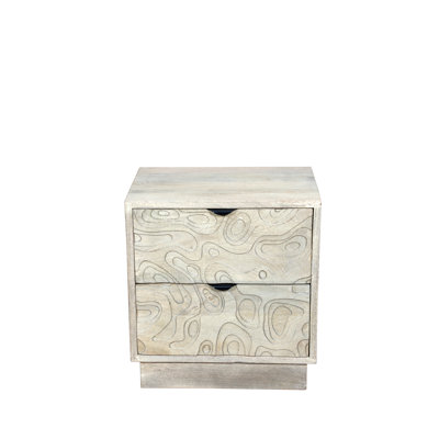 2-drawer Carved Solid Wood Nightstand